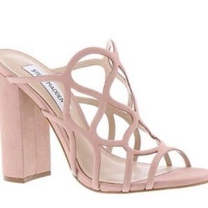 Steve Madden Pink and Cream Block Heel Sandals